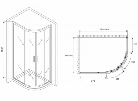 Душевой уголок Abber Schwarzer Diamant 120x80 AG01128M профиль Хром стекло матовое 