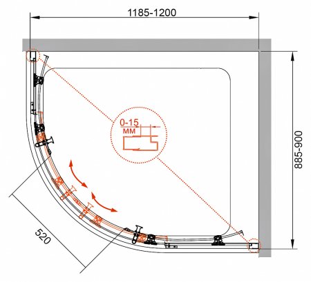 Душевой уголок Cezares Eco RH-2-120/90-P-Cr стекло punto 
