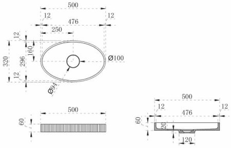 Раковина-чаша Abber Stein 50 AS2603 Белая 