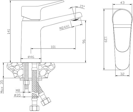 Смеситель для раковины Olive's Nevada 03100NV Хром 
