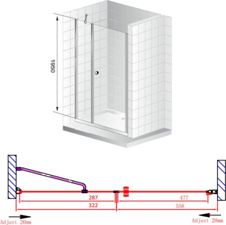 Душевая дверь в нишу Cezares Elena W B11 30/60 P Cr R 