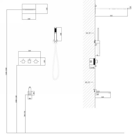 Душевая система Abber Daheim AF8253B с термостатом Черная матовая 