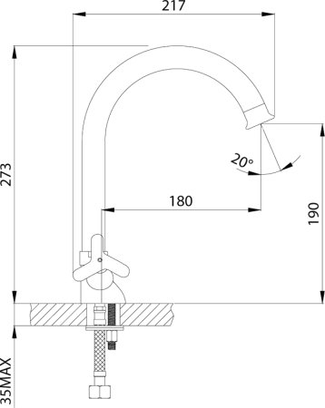 Смеситель для кухни Rossinka RS40-72 Хром 