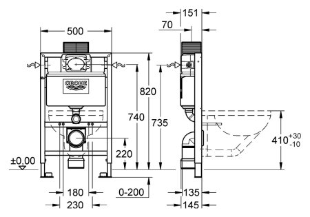 Инсталляция для унитаза Grohe Rapid SL 38526000 