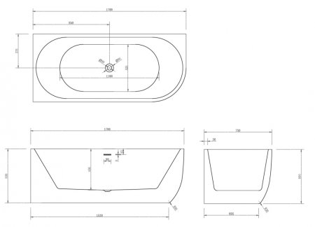 Акриловая ванна ABBER AB9315 L 