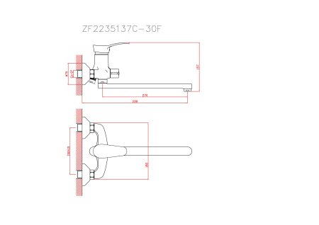 Смеситель однорычажный для ванны длинный излив 40F HAIBA CRON CN2214 