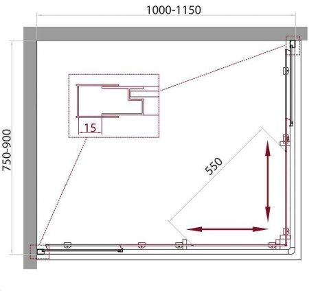 Душевой уголок BelBagno Unique 115х90 UNIQUE-AH-2-100/115-75/90-C-Cr профиль Хром стекло прозрачное 
