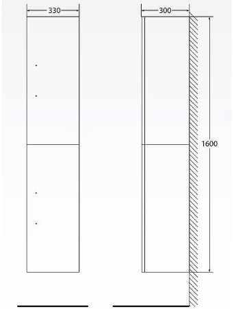 Шкаф пенал BelBagno Aurora 33 R AURORA-1600-2A-SC-PB-P-R подвесной Pietra Bianca без ручек 