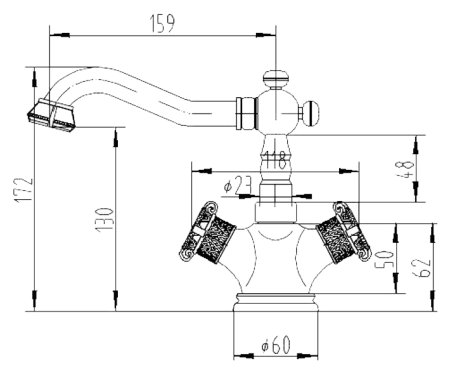 Смеситель Zorg Antic A 3007U-BR для раковины 