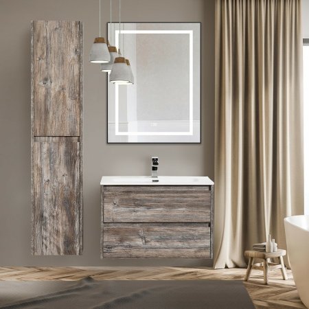 Зеркало BelBagno Kraft 68.5 SPC-KRAFT-685-885-TCH-WARM-NERO с подсветкой с подогревом Черное с сенсорным выключателем 