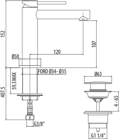 Смеситель для раковины Gattoni Circle One 9042/90NO Черный матовый 