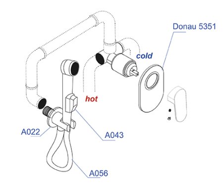 Гигиенический душ WasserKRAFT A11056 со смесителем 