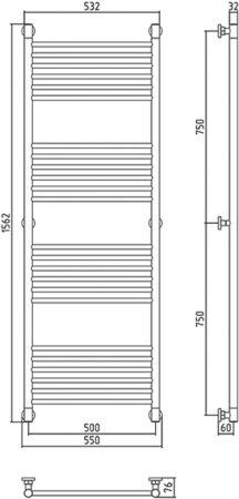 Полотенцесушитель водяной Сунержа Богема+ 150x50 прямая 