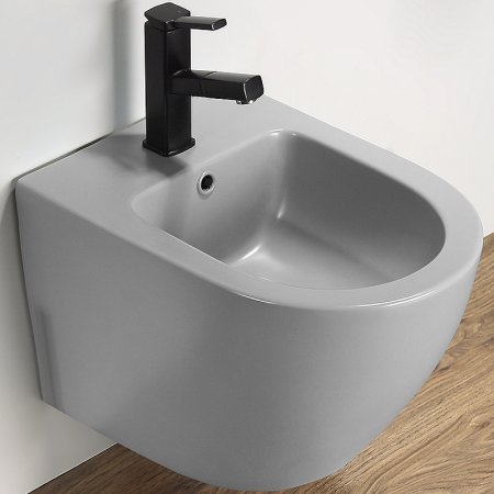 Биде CeramaLux В2342BDMH подвесное Светло-серое матовое 
