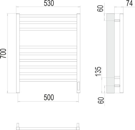 Электрический полотенцесушитель Terminus Ватикан П9 500x700 4670078526229 Хром 