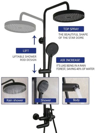 Душевая система Frap H17-6 F2417-6 Черная матовая 