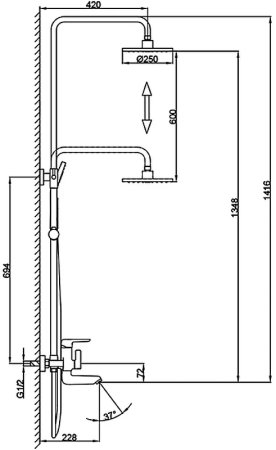 Душевая система Frap H17-6 F2417-6 Черная матовая 