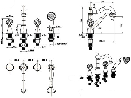 Смеситель на борт ванны Boheme Provanse 394 Бронза 