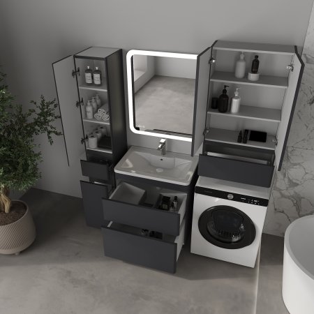 Тумба напольная STYLELINE "Атлантика 70", Люкс Плюс графит с раковиной Атлантик 70 
