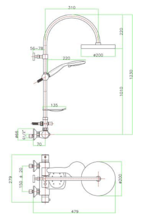 Душевая система Fiore X-Termo 31CR0988 хром 