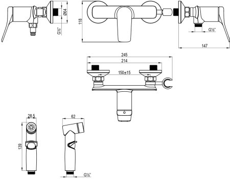 Смеситель Lemark Ortus с гигиеническим душем (LM11318C) 