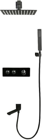 Душевая система ALMAes Olef TVZ-0898 с термостатом Черная матовая 