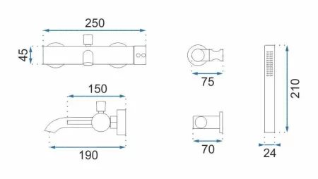 Смеситель для ванны Rea Lungo REA-B6695 