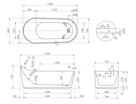 Акриловая ванна ABBER AB9445MW белая матовая 