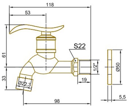Кран для одного типа воды Bronze de Luxe 21599/2 Бронза 