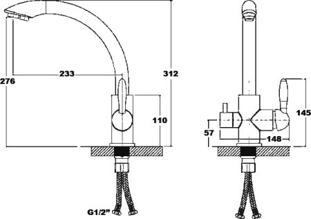 Смеситель для кухни Paulmark Essen Es213001-CR хром с краном под питьевую воду 
