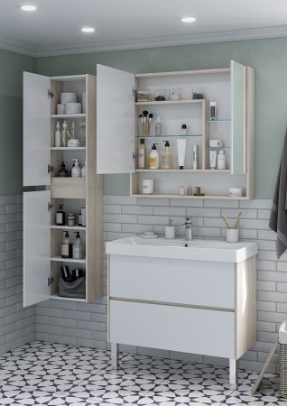 Зеркальный шкаф Aquaton Сканди 90 1A252302SDB20 Белый Дуб верона 