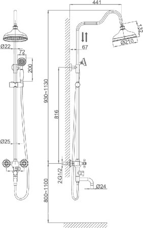 Душевая стойка D&K Hessen Hercules DA1424741D08 хром 