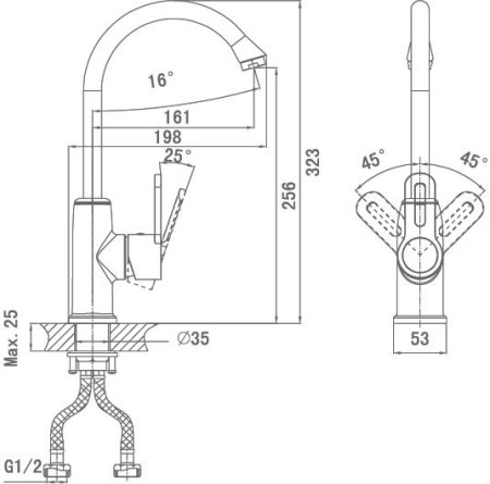 Смеситель для кухонной мойки D&K Paulinus Rhein DA1352401 