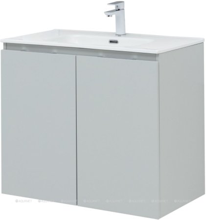 Тумба с раковиной Aquanet Алвита New 80 2 дверцы, серый 
