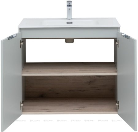 Тумба с раковиной Aquanet Алвита New 80 2 дверцы, серый 