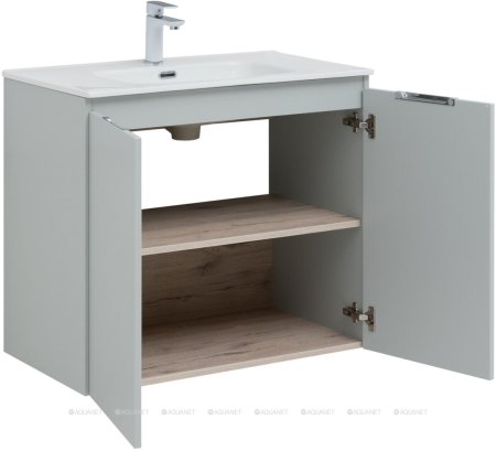 Тумба с раковиной Aquanet Алвита New 80 2 дверцы, серый 