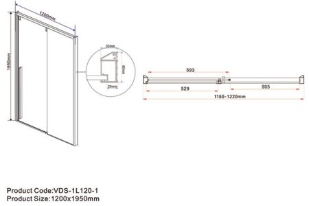 Душевая дверь Vincea Lugano 120 VDS-1L120CL-1 профиль Хром стекло прозрачное 