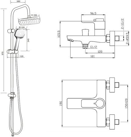 Душевая система Orange T19-944cr с термостатом Хром 