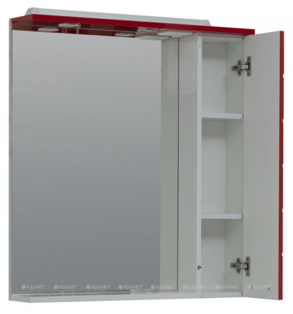 Зеркало-шкаф Aquanet Сити 85 белый, красный 