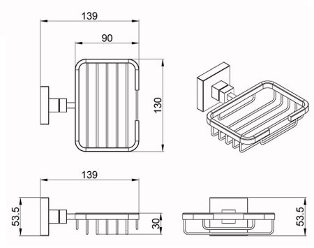 Мыльница Azario Rina AZ-87009 Хром 