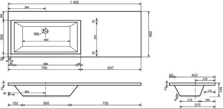 Тумба с раковиной Эстет Dallas Luxe 140 напольная, 2 ящика, L 