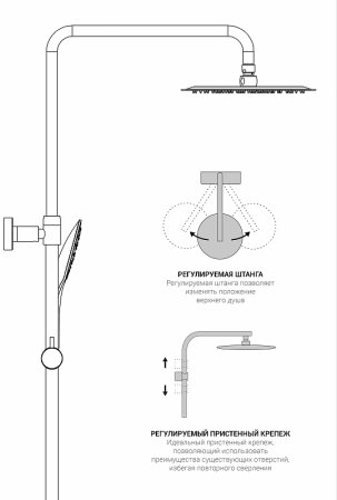 Душевая система Vincea Next VSFS-1N1TMB с термостатом Черная матовая 