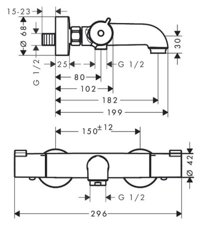 Комплект для ванной Термостат Hansgrohe Ecostat 1001 CL ВМ 13201000 для ванны с душем + Смеситель H 