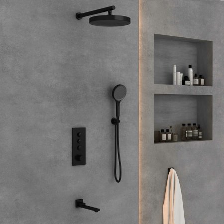 Душевая система Vincea Inspire VSFW-433TI2MB с термостатом Черная матовая 