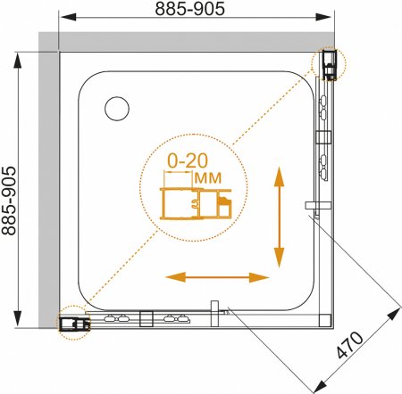 Душевой уголок Cezares Momento A 2 90 C Cr 