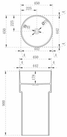 Раковина Abber Kristall 45 AT2701Onyx Черная 