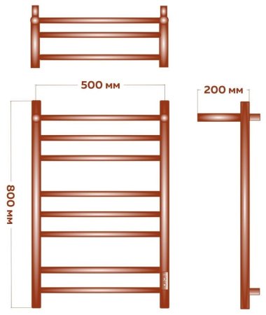 Полотенцесушитель электрический с полочкой (лесенка) Bauedge Stil Shelf DB-0024, 50x80 см 