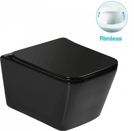 Унитаз подвесной SantiLine SL-5004B безободковый, с микролифтом 