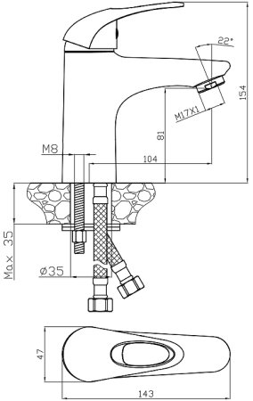 Смеситель для раковины Olive's Vega 12100VE Хром 