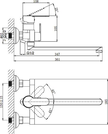 Смеситель Rush Tenerife TE2835-51 универсальный 